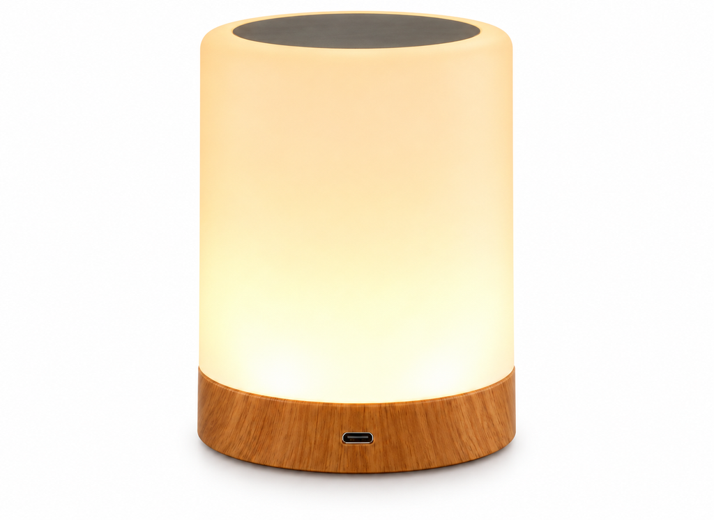Lampe Tactile RGB Bois & Verre Dépoli
