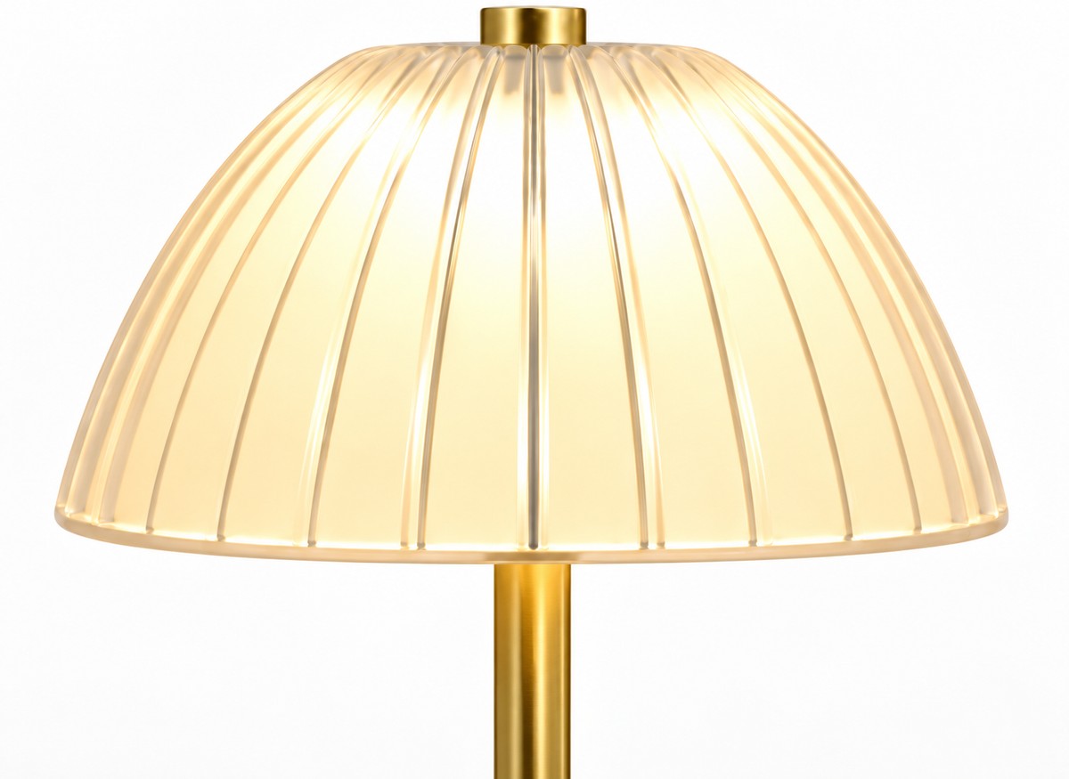 Lampe Tactile Dorée à Abat-Jour Plissé