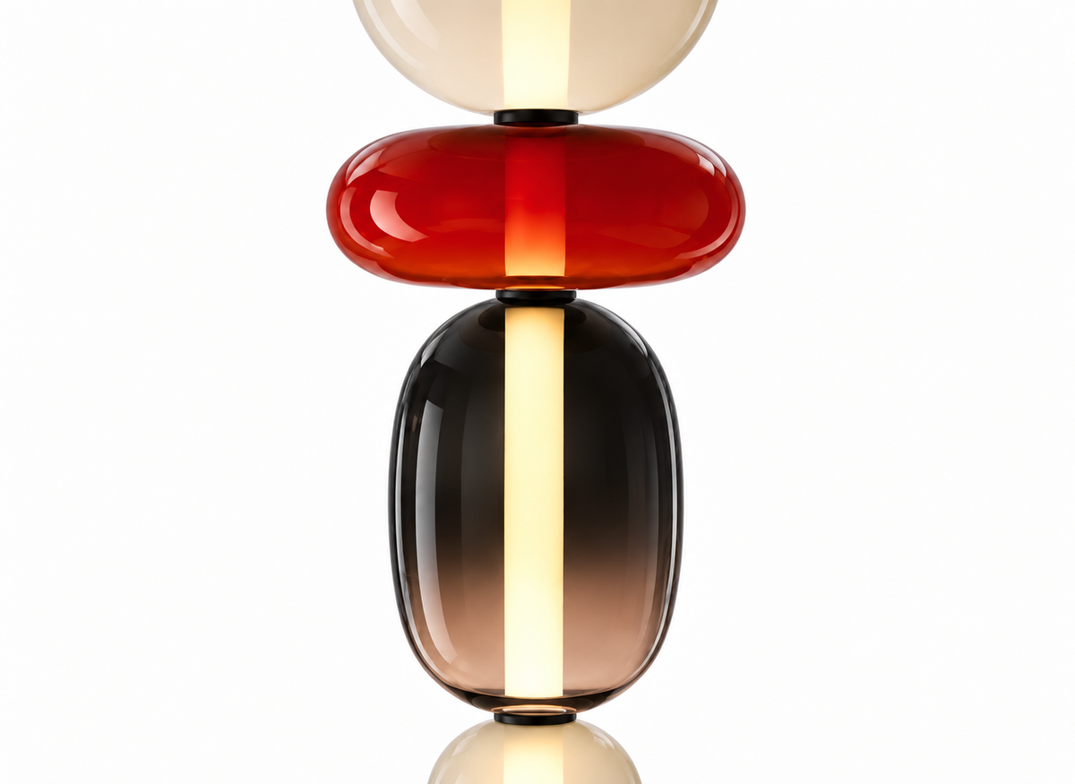 Lampe Design Nordic Quatuor Ivoire, Rouge & Fumé