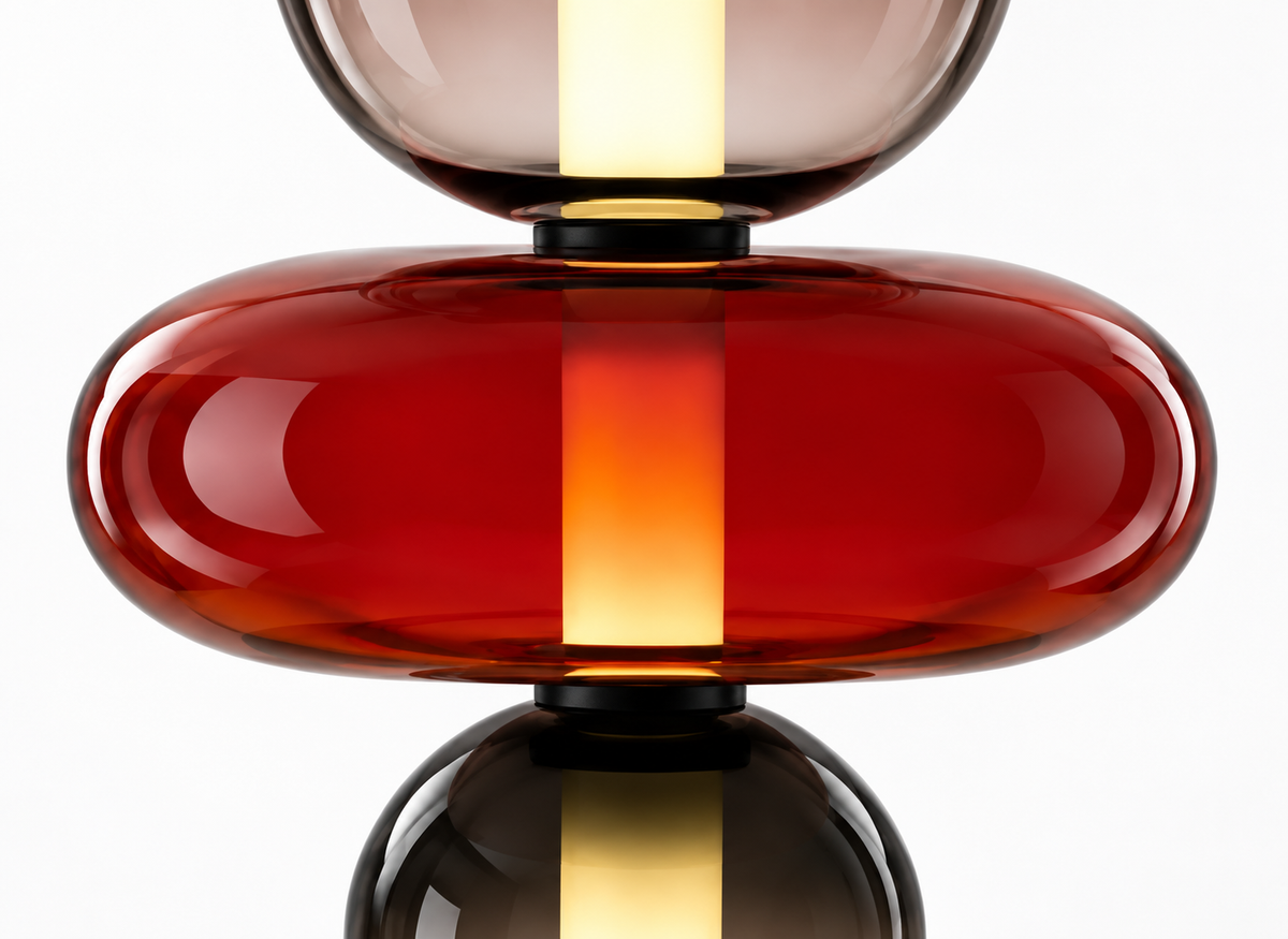 Lampe Design Nordic Trio Fumé & Rouge