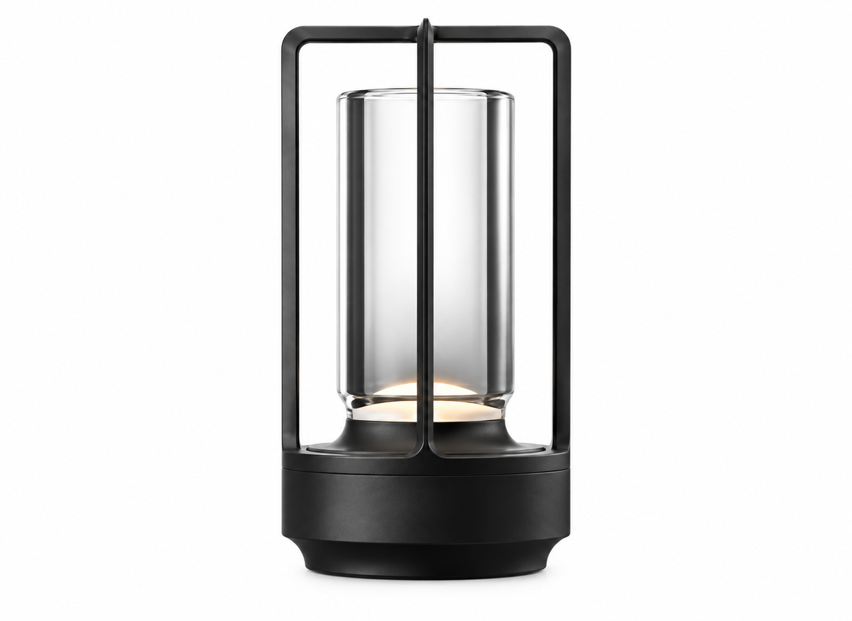 Lanterne LED Rechargeable en Verre Noir