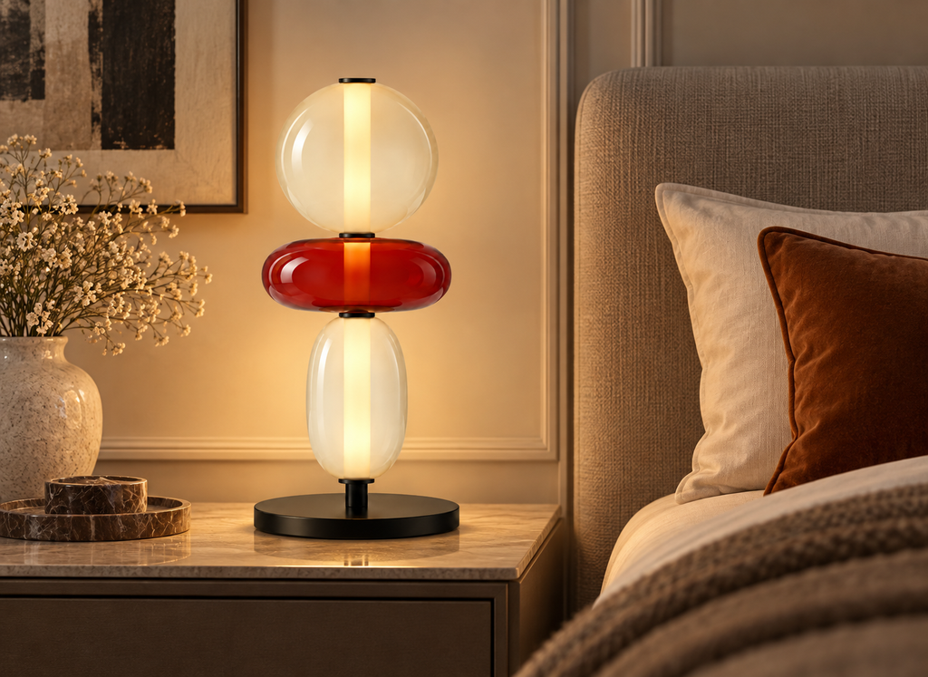 Lampe Design Nordic Trio Ivoire & Rouge
