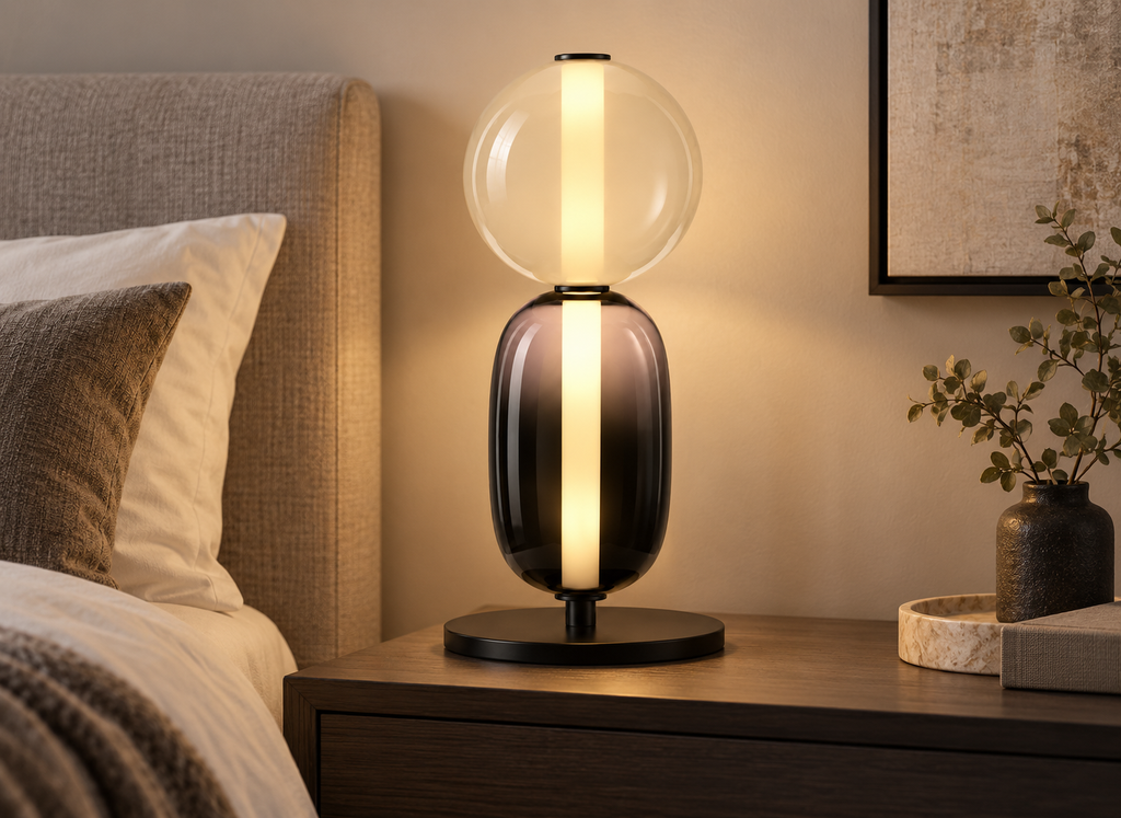 Lampe Design Nordique Duo en Verre Fumé