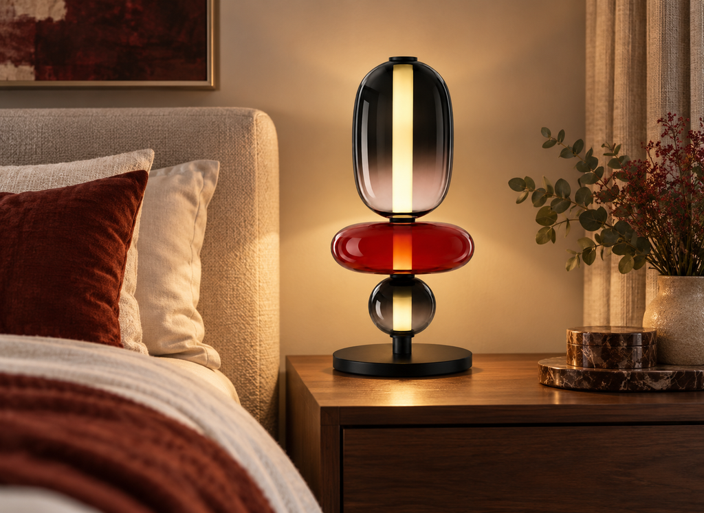 Lampe Design Nordic Trio Fumé & Rouge