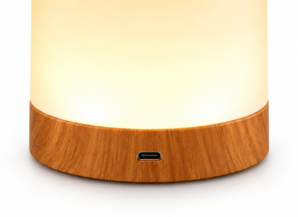 Lampe Tactile RGB Bois & Verre Dépoli