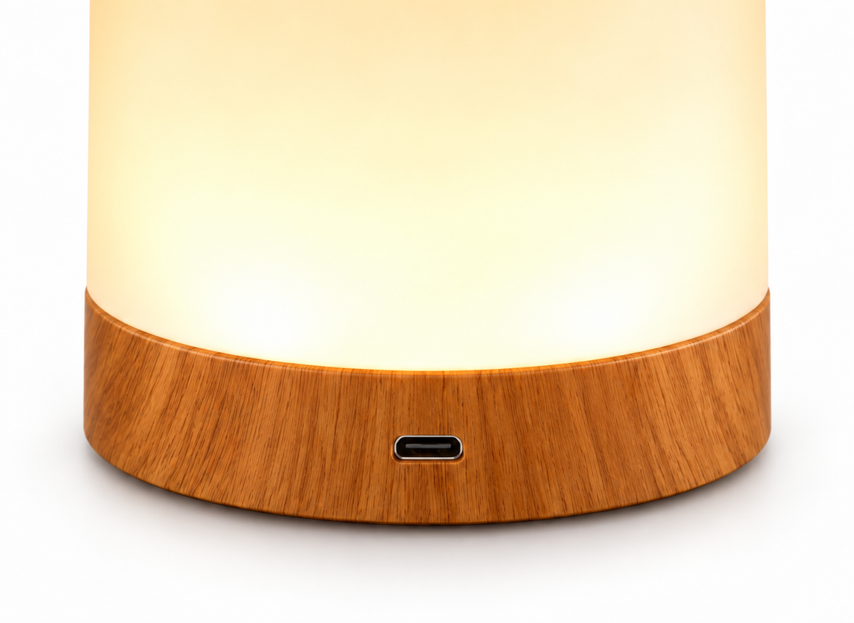 Lampe Tactile RGB Bois & Verre Dépoli
