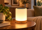 Lampe Tactile RGB Bois & Verre Dépoli
