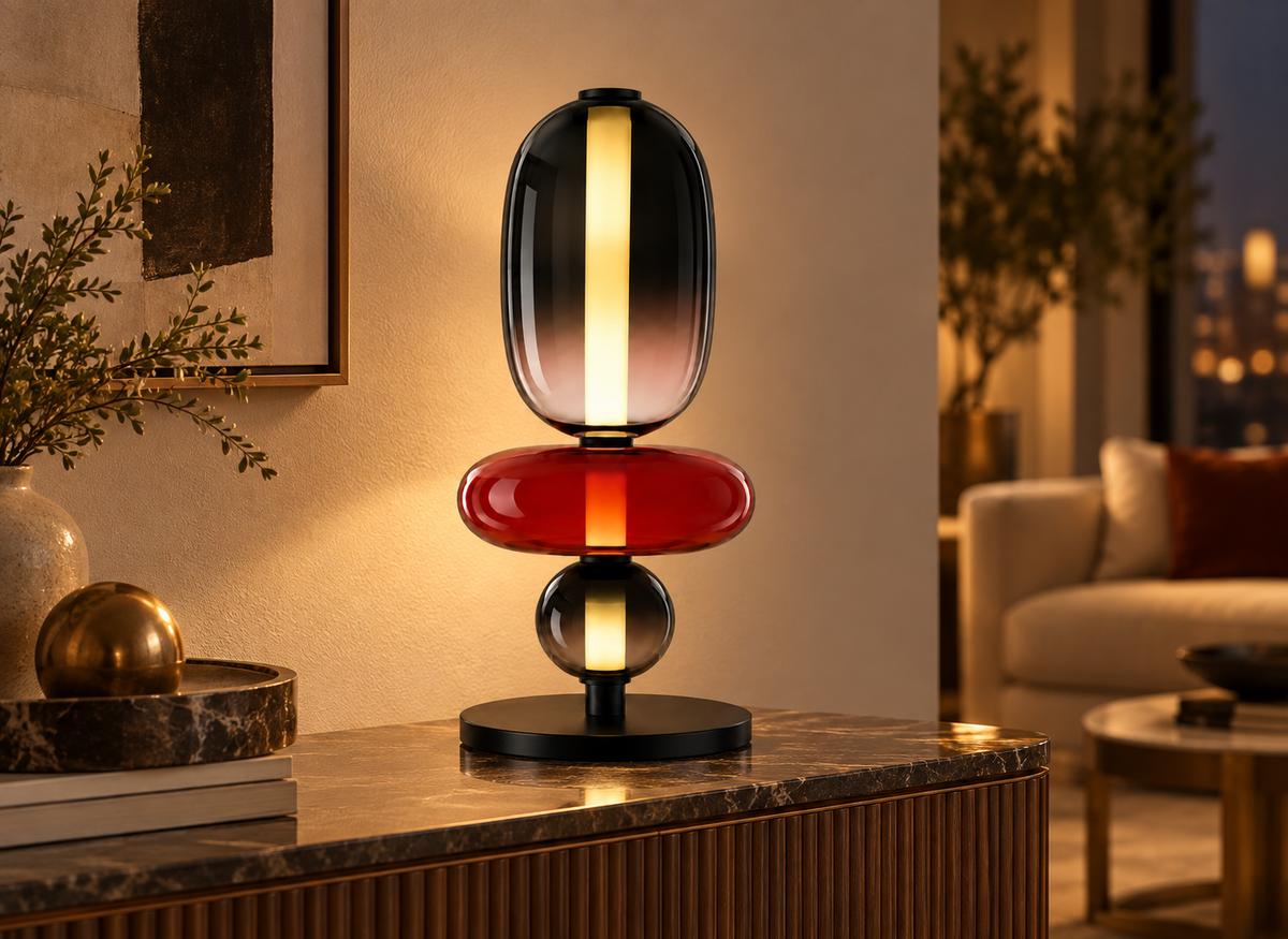 Lampe Design Nordic Trio Fumé & Rouge