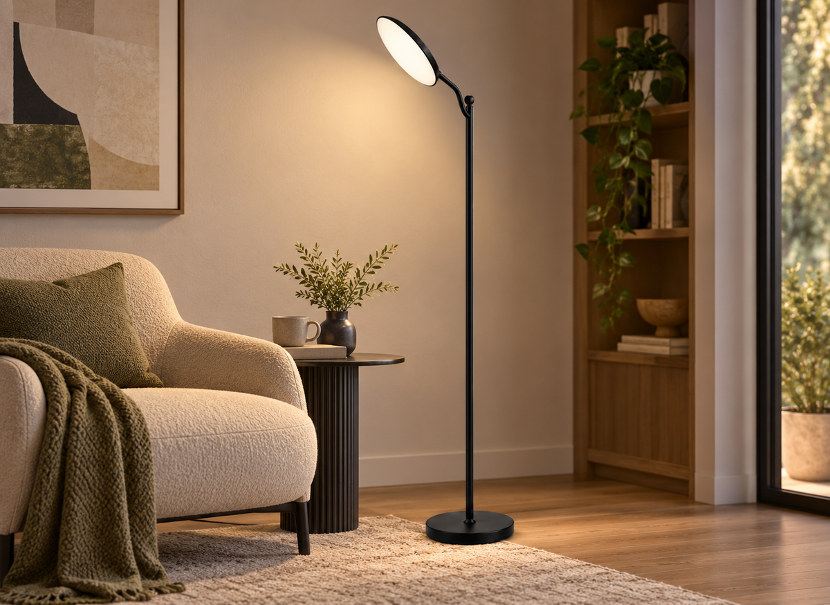 Lampadaire LED Noir Orientable & Dimmable