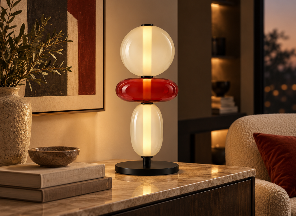 Lampe Design Nordic Trio Ivoire & Rouge