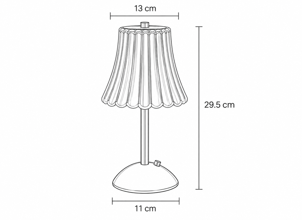 Lampe Tactile Dorée en Verre Plissé