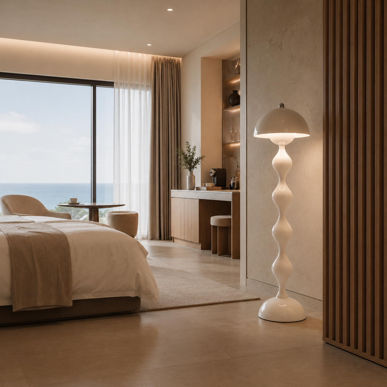 Lampadaire Design Champignon Blanc