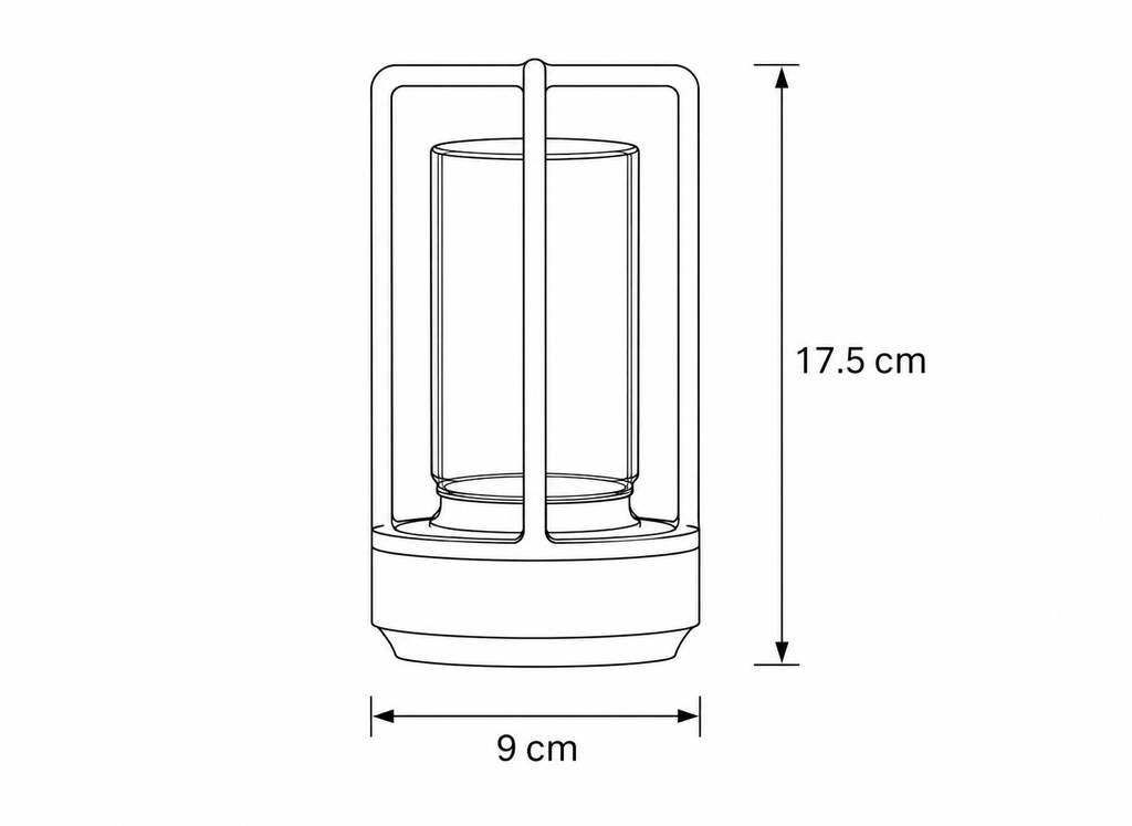 Lanterne LED Rechargeable en Verre Noir