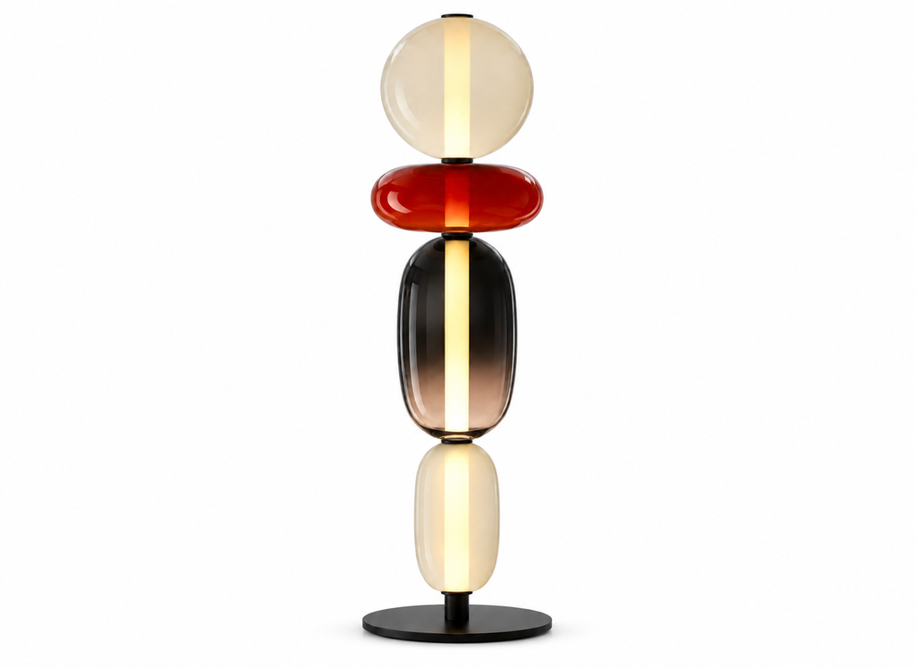 Lampe Design Nordic Quatuor Ivoire, Rouge & Fumé
