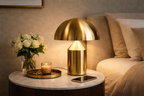 Lampe champignon dorée en métal