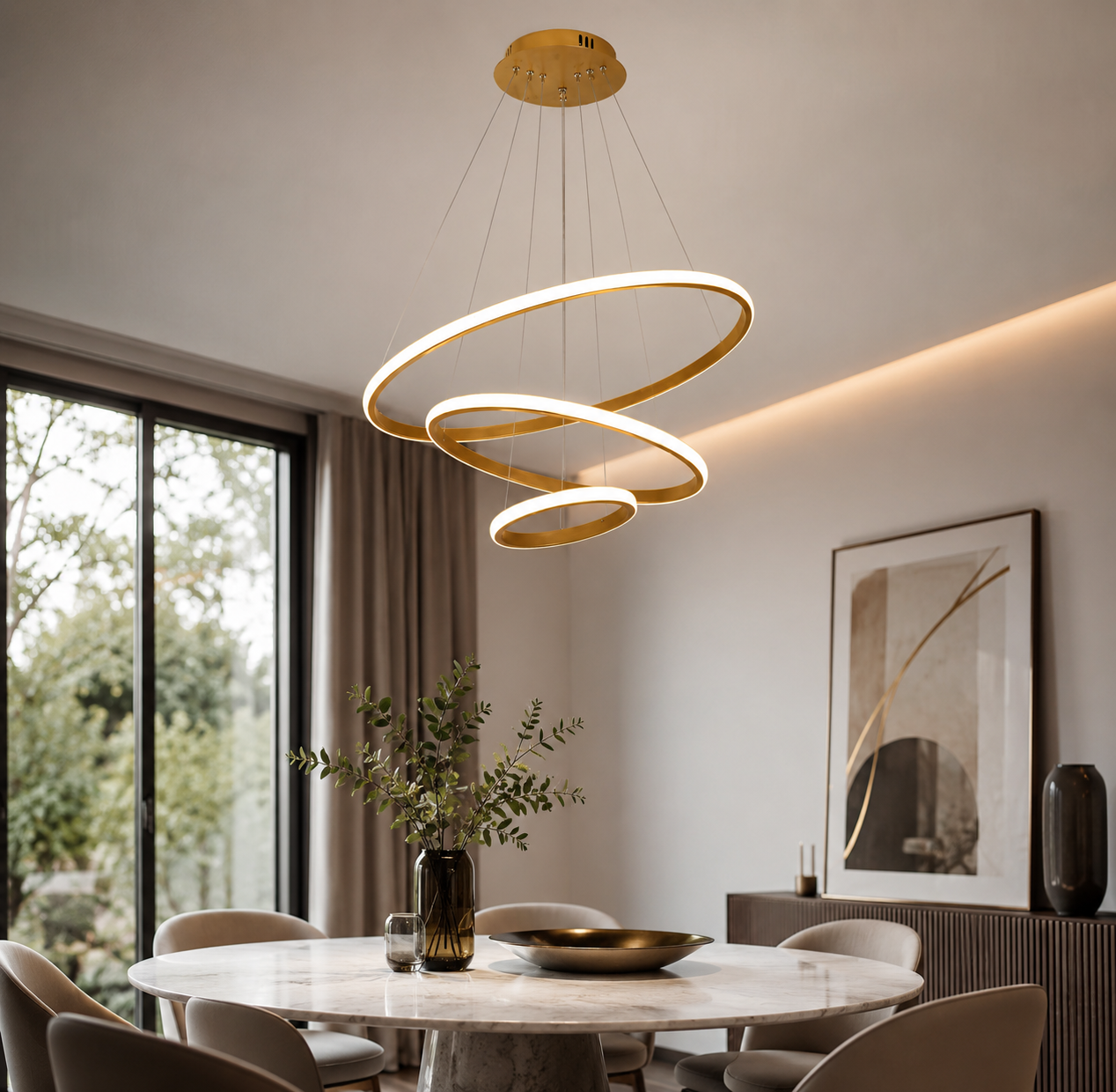 Suspension LED Spirale Dorée