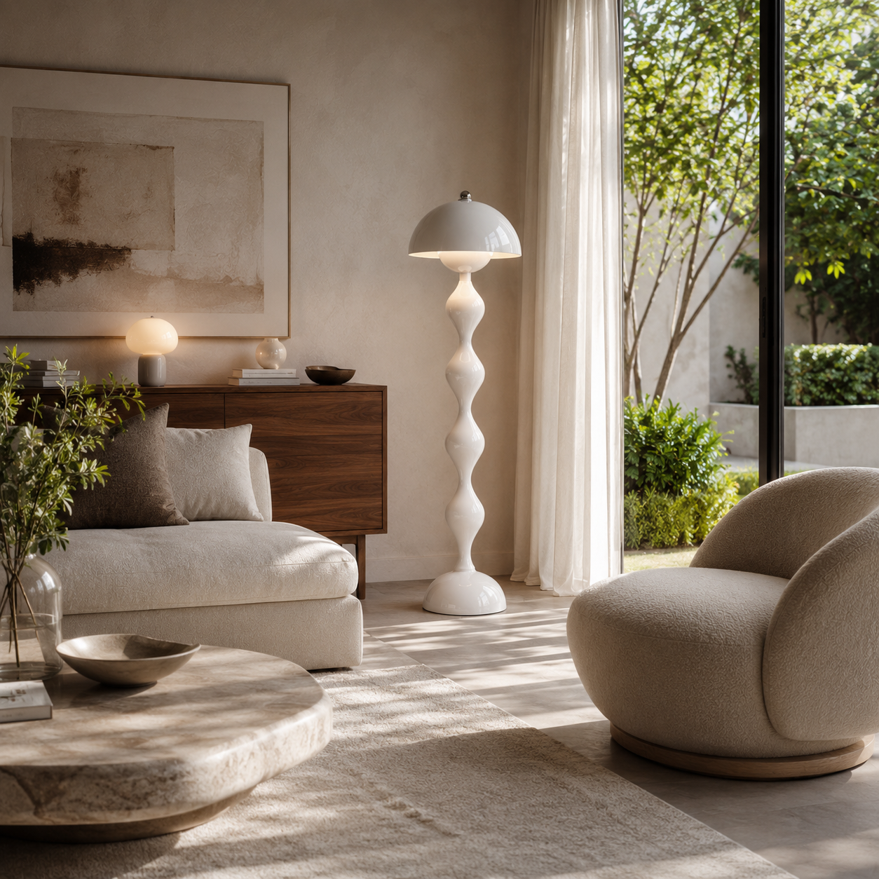 Lampadaire Design Champignon Blanc