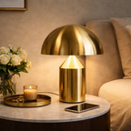 Lampe champignon dorée en métal