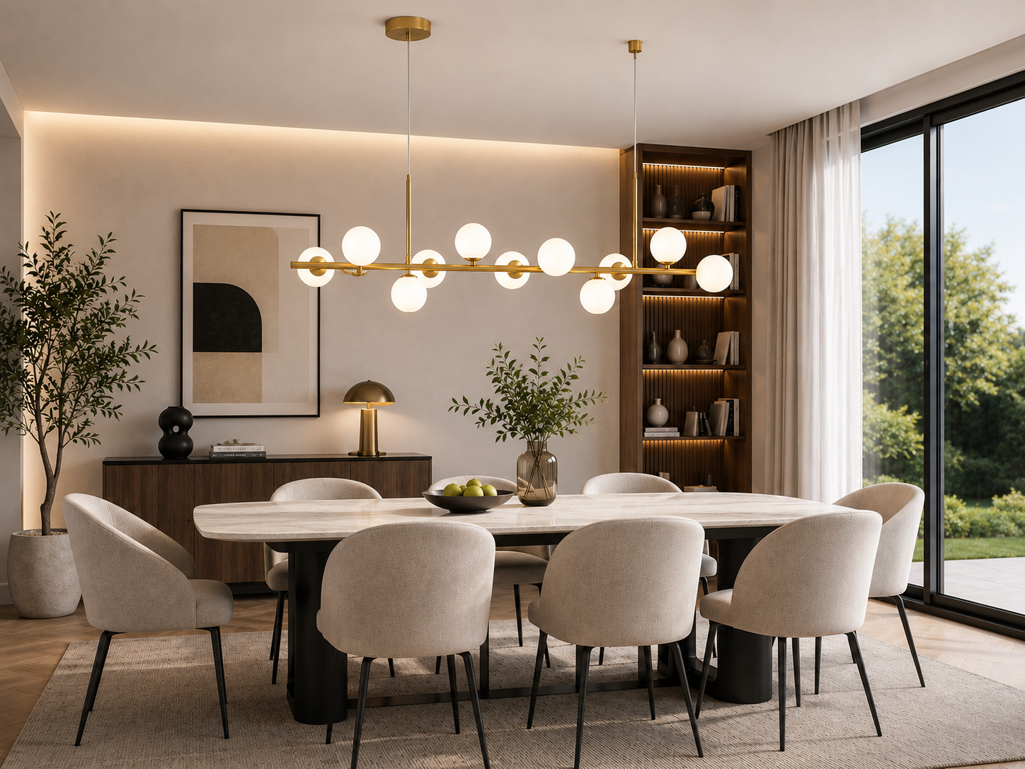 Suspension Nordique Verre & Laiton 11 Lumières
